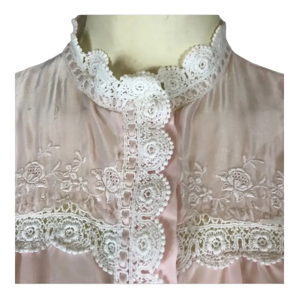 Late 1960s Christian Dior Lingerie Pink Lace Nightgown Slip Dress size Small